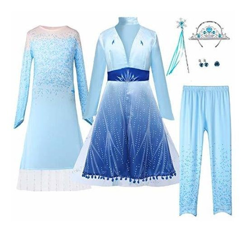 Disfraz Talla 5|6 Años Para Niña De Princesa Color Azul