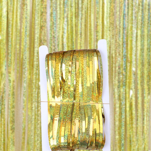Kit C/ 4un Cortina Metalizada Fitas Para Decoração 1x2metros Cor Dourado