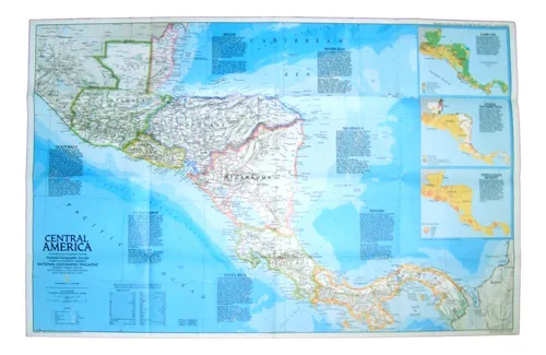 Nat Geo Central America 80x60 Guatemala Honduras Mar Caribe (Usado)