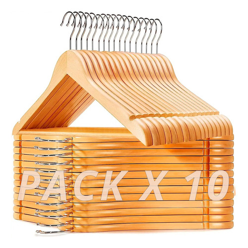 Perchas Alembi 601 para adulto pack  de 10 unidades color madera