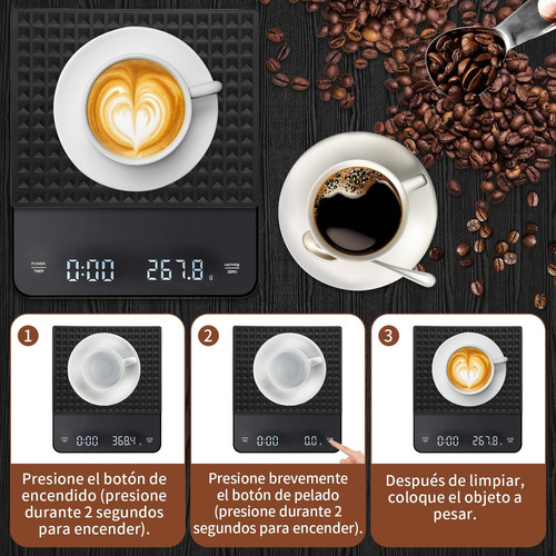 Báscula De Café Digital De 3kg Con Temporizador Cocina
