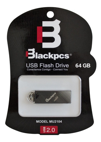 Memoria Usb 64gb Metalica 2104 Negro Blackpcs Mu2104bl-64