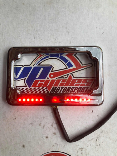 Porta Placa Cromado Para Moto Con Luz Stop Progresivo