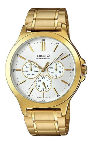 Reloj Casio Mtp-v300g-7audf Hombre 100% Original Color de la correa Dorado Color del bisel Blanco Color del fondo Blanco