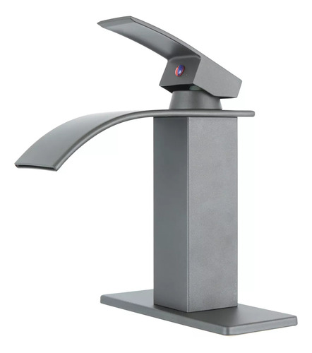 Grifo Mezclador Para Lavabo De Baño De Acero Inoxidable Acabado Mate Color Gris