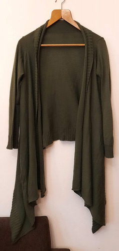 Saco Largo De Lana Verde Irregular Talle M