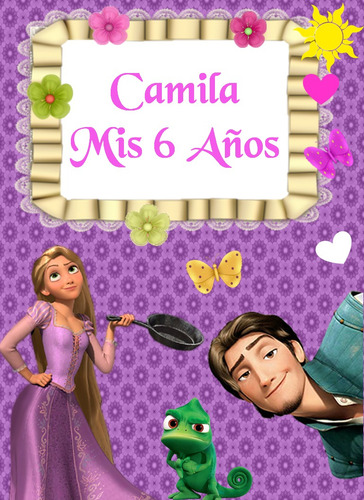 Combo Cotillón 15 Bolsitas Stickers Banderín Rapunzel