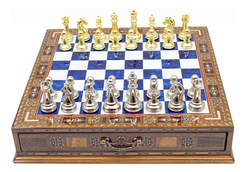 Juego De Ajedrez Hecho A Mano Con Cajón, Tablero De Ajedrez