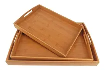 Comprar Set X 3 Bandejas Servir Rectangulares De Bambu Desayuno