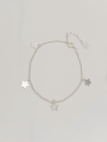 Pulsera Dama Estrellas Colgantes Plata Fina Ley 925 Estuche