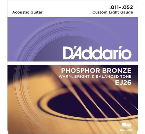 Cuerdas Daddario Ej26 Guitarra Acústica 11-52 Phosphor B