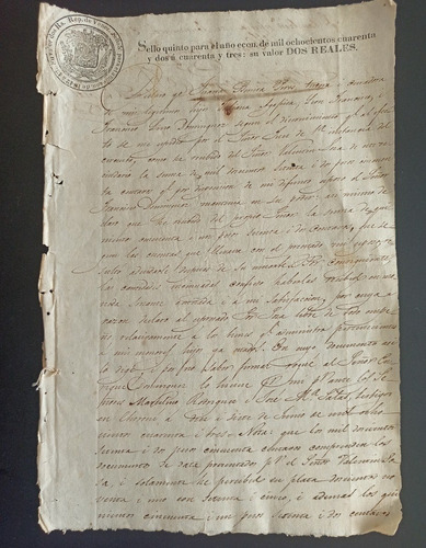 Antiguo Documento Mantuano Oficial Venezolano 1842! Oferta!