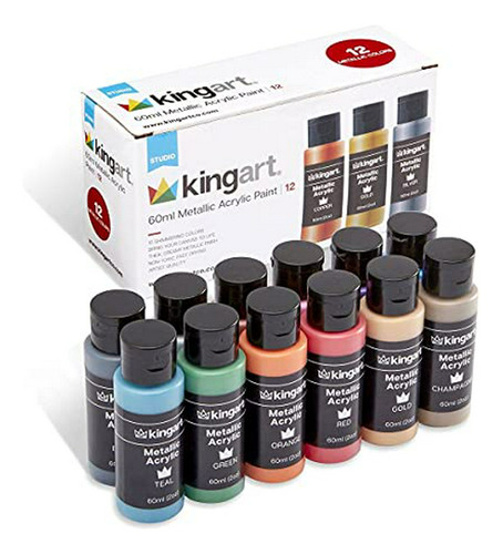 Pintura Acrílica Metálica 60ml, Set De 12 Colores