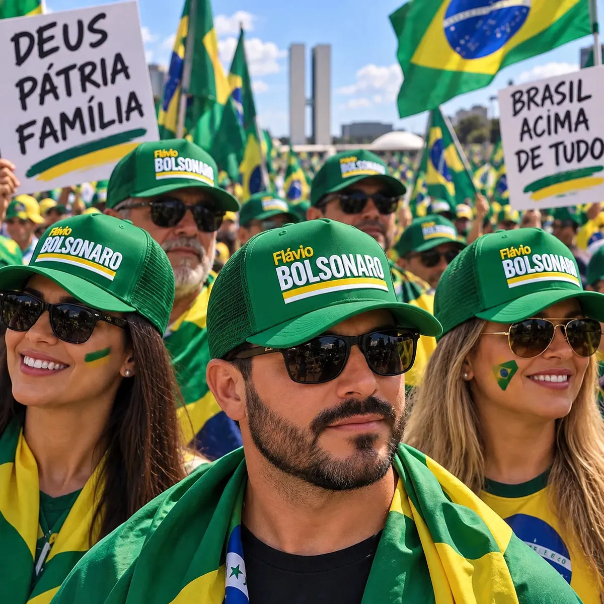 Kit 10 Bone Flavio Bolsonaro Aba Curva Trucker Atacado Flavio Bolsonaro Verde 58