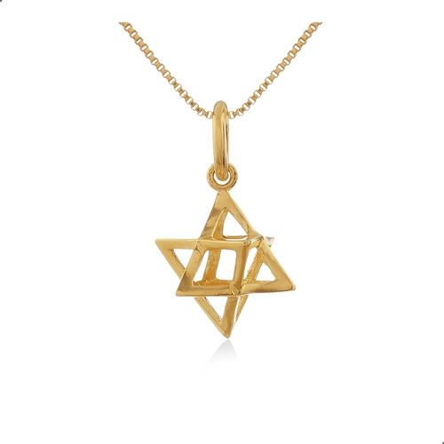 Imagem 2 de 4 de Pingente Merkabah Estrela Folhado Ouro18k Prata 925 32063701