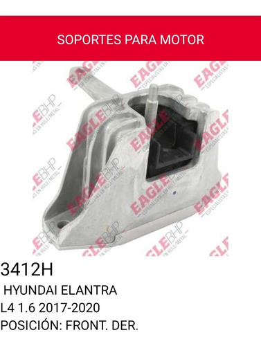 Imagen 1 de 7 de Soporte Motor Frontal Derecho Hyundai Elantra 2.0 2017-2018