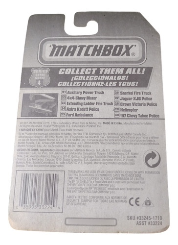 Camión Matchbox Auxiliary Power Truck #21 1998 Bomberos 1:64 Rojo (Usado)