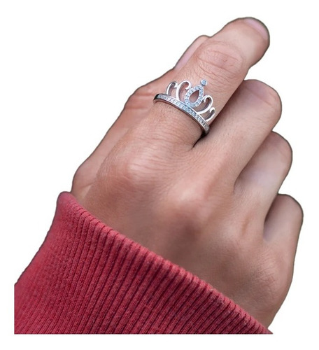 Anillo Corona Crown Queen Plata Gris Para Dama 925