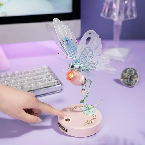 Robotime M105b Rompecabezas 3d Metalico Mariposa Sobre Flor