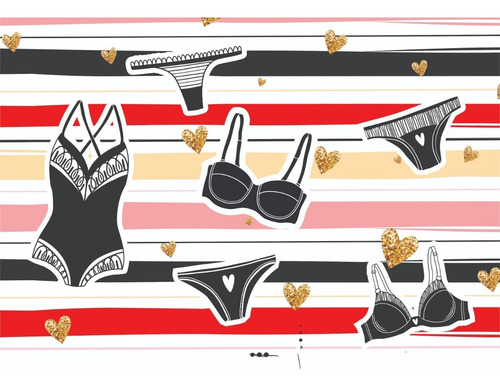Imagem 2 de 5 de Kit Decoração De Festa Chá Lingerie Displays Mesa + Painel