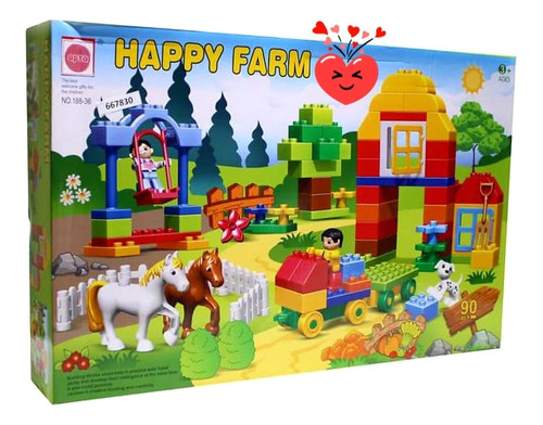 Set De Bloques Happy Farm Incluye Animalitos