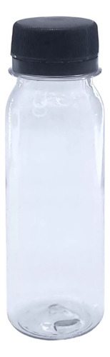 Envase Botella Pet Tipo Shot 60ml Con Tapa Cintillo (40 Pza) Tapa Negra