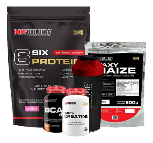 Kit Six 6 Protein 2kg+ Bcaa 100g+ Creatine 100g+ Waxy