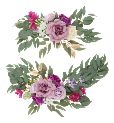 2 Piezas Decorativas Boda Arco Flores Simulación Rosa Para