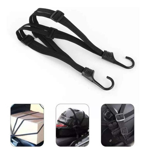 Imagen 6 de 6 de Elástico Porta Casco Porta Equipaje Para Moto Soga Elástica