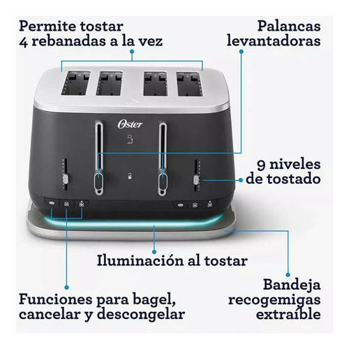 Oster Tostadora Para 4 Rebanadas Tsstta4045b