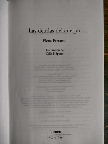 Las Deudas Del Cuerpo 3, De Elena Ferrante - Lumen