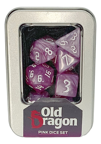 Kit De 7 Dados Rpg: Old Dragon - Pink (rosa)