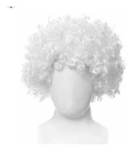 Peruca Branca Cacheada Cabelo Curto Papai Noel Tamanho Único Cor Branco