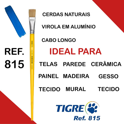 Kit Com 12 Pincéis Chato 815 - 4 Tigre ( Linha Amarela )