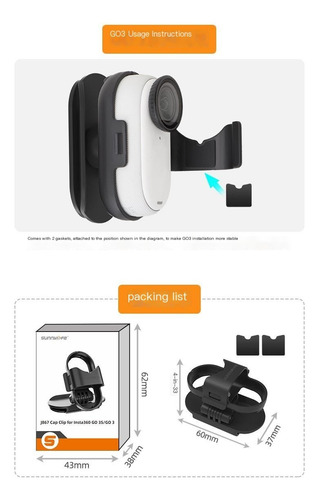Para Sunnylife Insta360 Go 3s Clip De Solapa, Soporte De