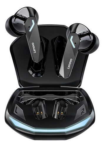 Auriculares Bluetooth Lenovo Thinkplus Gm2 Pro Gamer Tws, color negro claro, cian