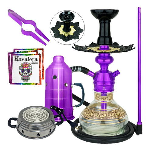 Imagem 4 de 6 de Narguile Completo Triton Zip Anti Chamas Barato Vaso Prato