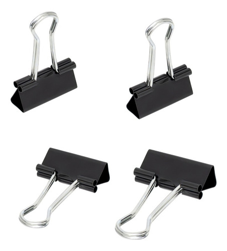 Prendedor De Papel Binder Clip 25mm Pote Com 48 Peças Metal Cor Preto