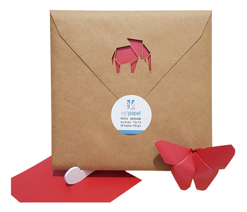 Papel Para Origami : 15x15 Rojo Perlado Pack X 20 Hjs