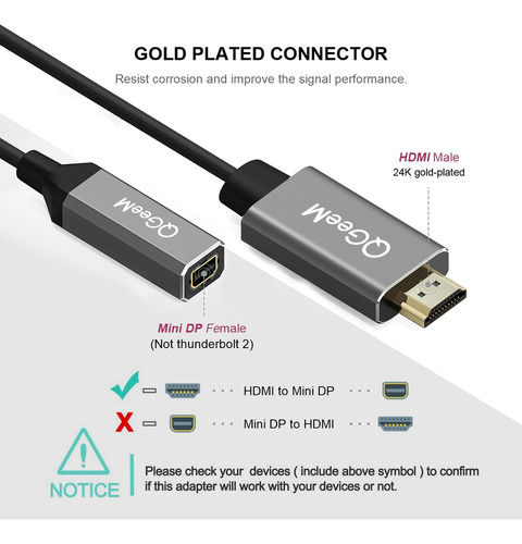 Ml Cabo Adaptador Conversor Qgeem Single To Dp Uhd