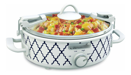 Olla Cacerola De Cocción Lenta 2.5 Qt Color Blanco Azul