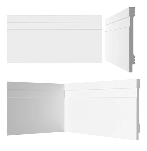 Barras De Rodapé Poliestireno 10cm Frisado Branco Kit C/ 10