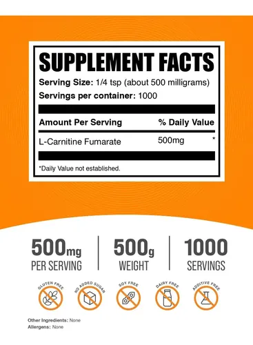 fumarato de l-carnitina L-Carnitine Fumarate Powder Carnitina ofrecen una forma conveniente de incorporar este compuesto a tu rutina diaria L-Carnitina Masticable | Sabor Cola