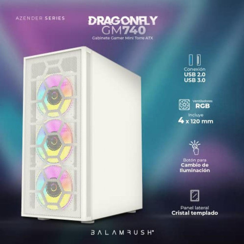 Balam Rush Gabinete Gamer Media Torre Dragonfly Ii Mesh