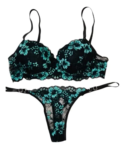 Conjunto De Ropa Interior Con Encaje Verde Agua MercadoLibre