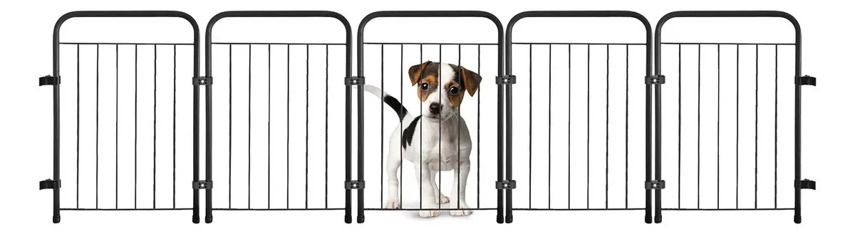 Cercado Grade 181x51cm 5 Módulos Segurança Pet Cães Cor Preto