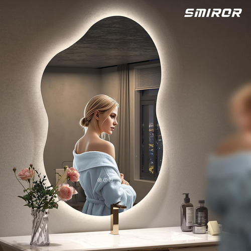 Smiror Espejo De Baño Led Irregular De 24 X 36