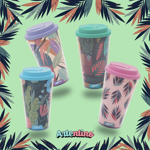 Imagen 2 de 9 de Set 4 Vaso Mug Taza Jarro Termico Tipo Starbucks Artentino