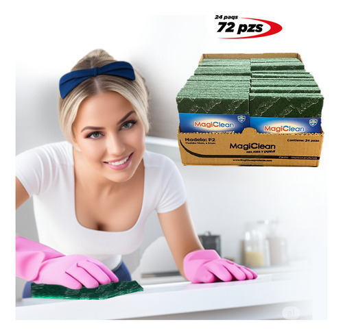 72 Pzas Fibra Verde Mediana Magiclean F2