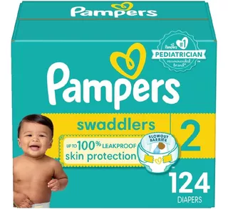 Pampers Swaddlers - Pañales Etapa 2, 124 Piezas. Para Bebés